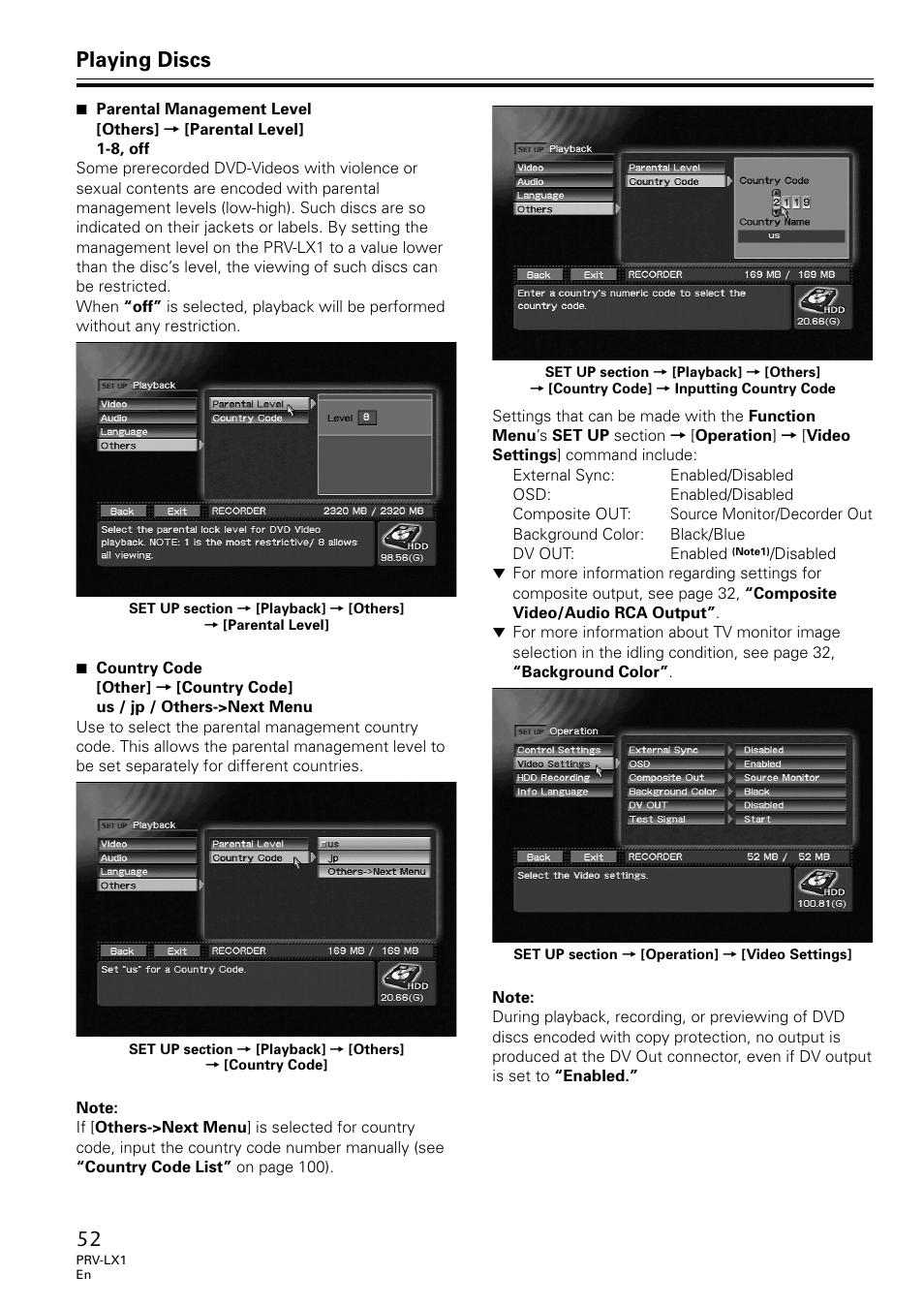 Playing discs | Univex PRV-LX1 User Manual | Page 52 / 104