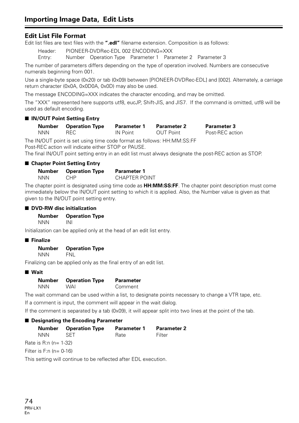 Edit list file format, Importing image data, edit lists | Univex PRV-LX1 User Manual | Page 74 / 104