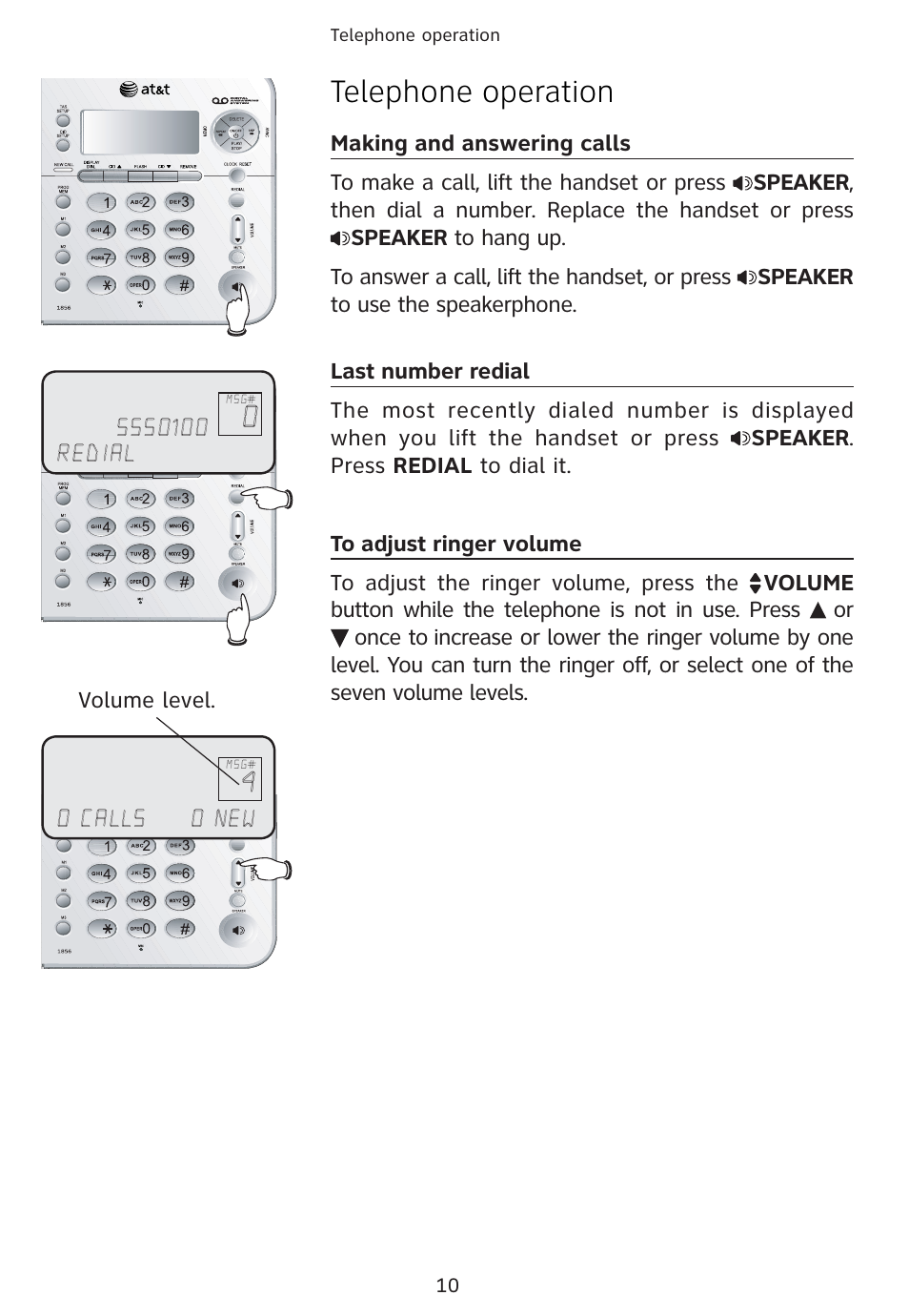 Telephone operation | Univex 1856 User Manual | Page 13 / 50