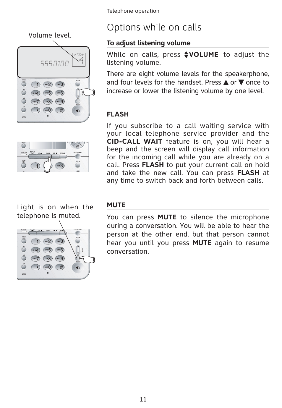 Options while on calls | Univex 1856 User Manual | Page 14 / 50