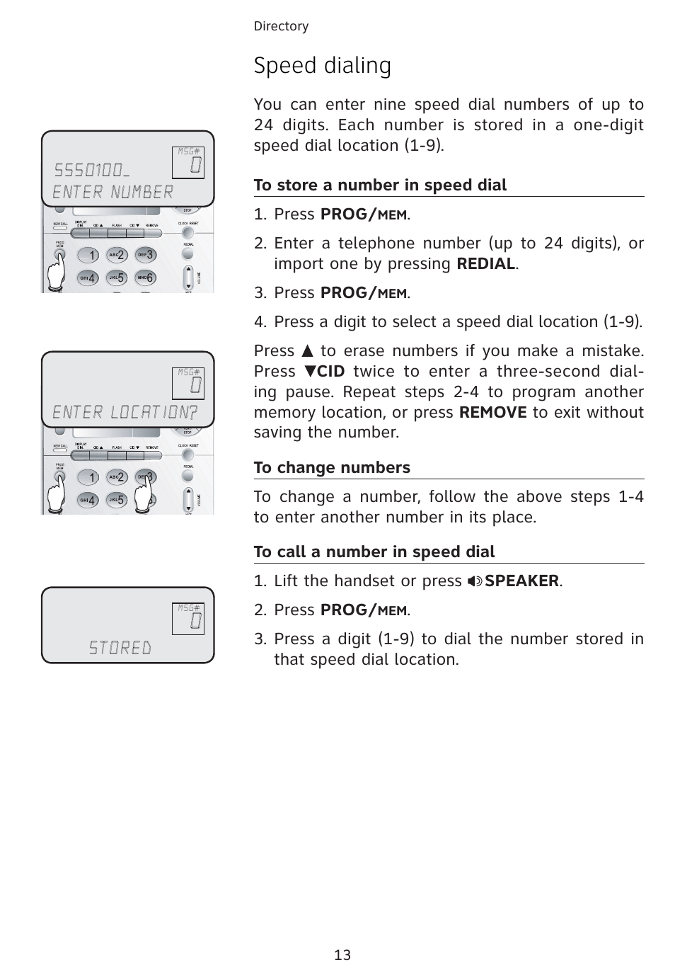 Speed dialing | Univex 1856 User Manual | Page 16 / 50