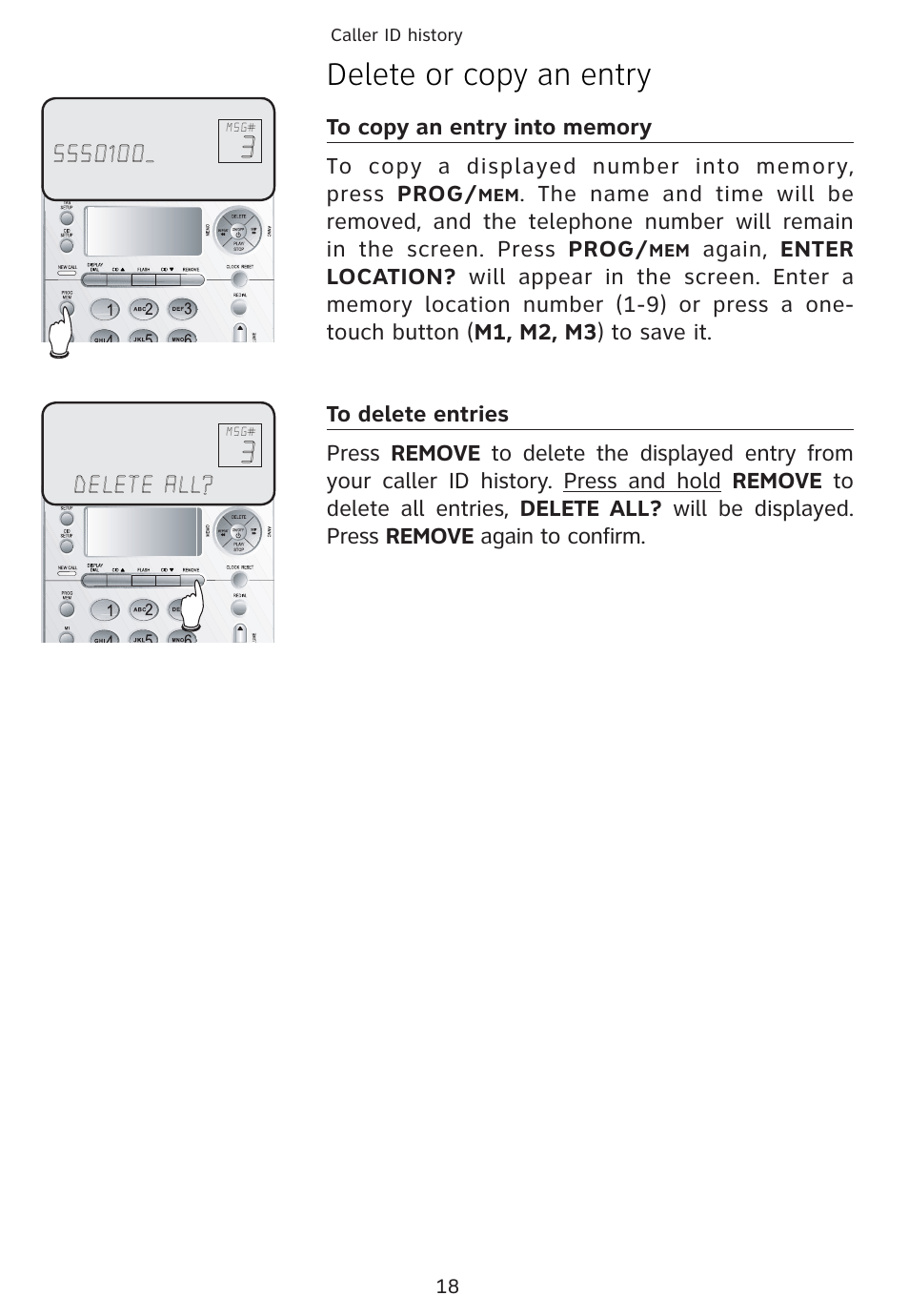 Delete or copy an entry | Univex 1856 User Manual | Page 21 / 50