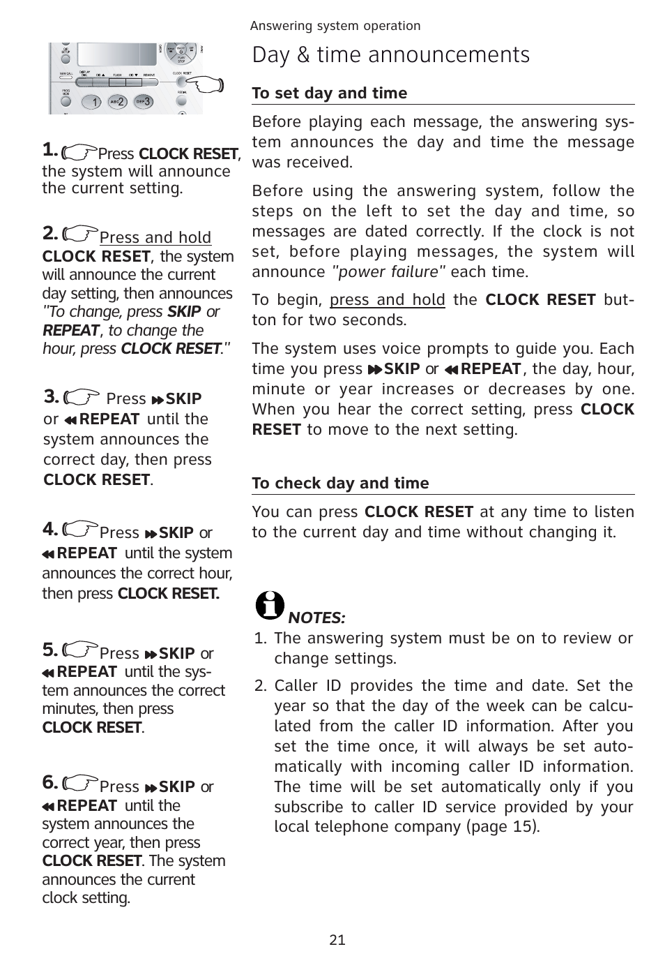 Day & time announcements | Univex 1856 User Manual | Page 24 / 50