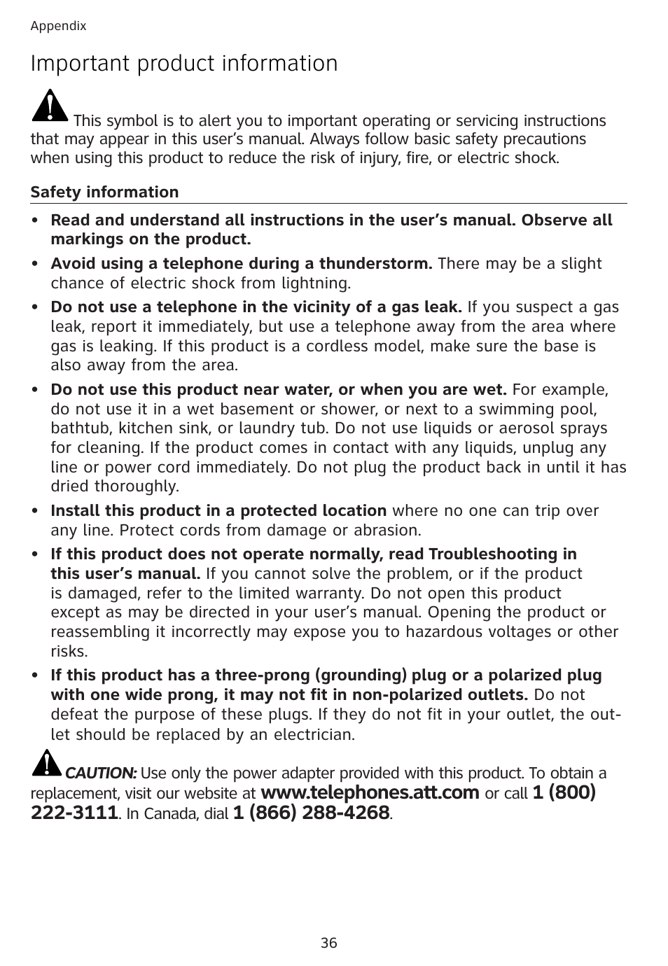 Important product information | Univex 1856 User Manual | Page 39 / 50