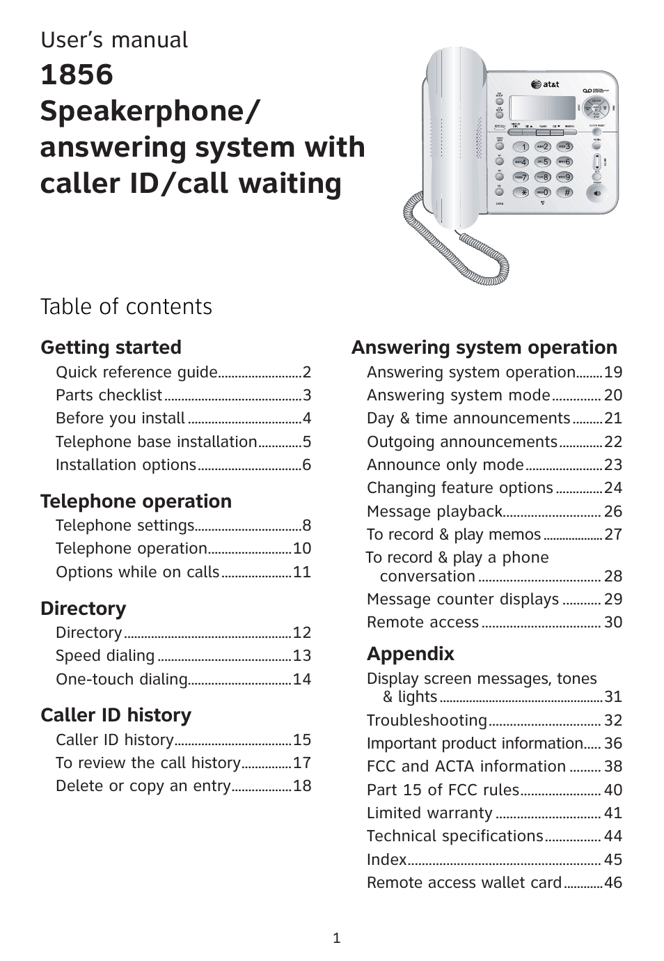 Table of contents user’s manual | Univex 1856 User Manual | Page 4 / 50