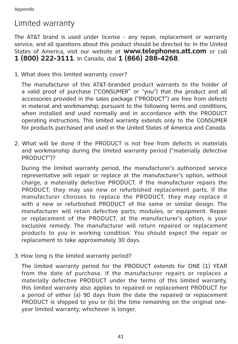 Limited warranty | Univex 1856 User Manual | Page 44 / 50