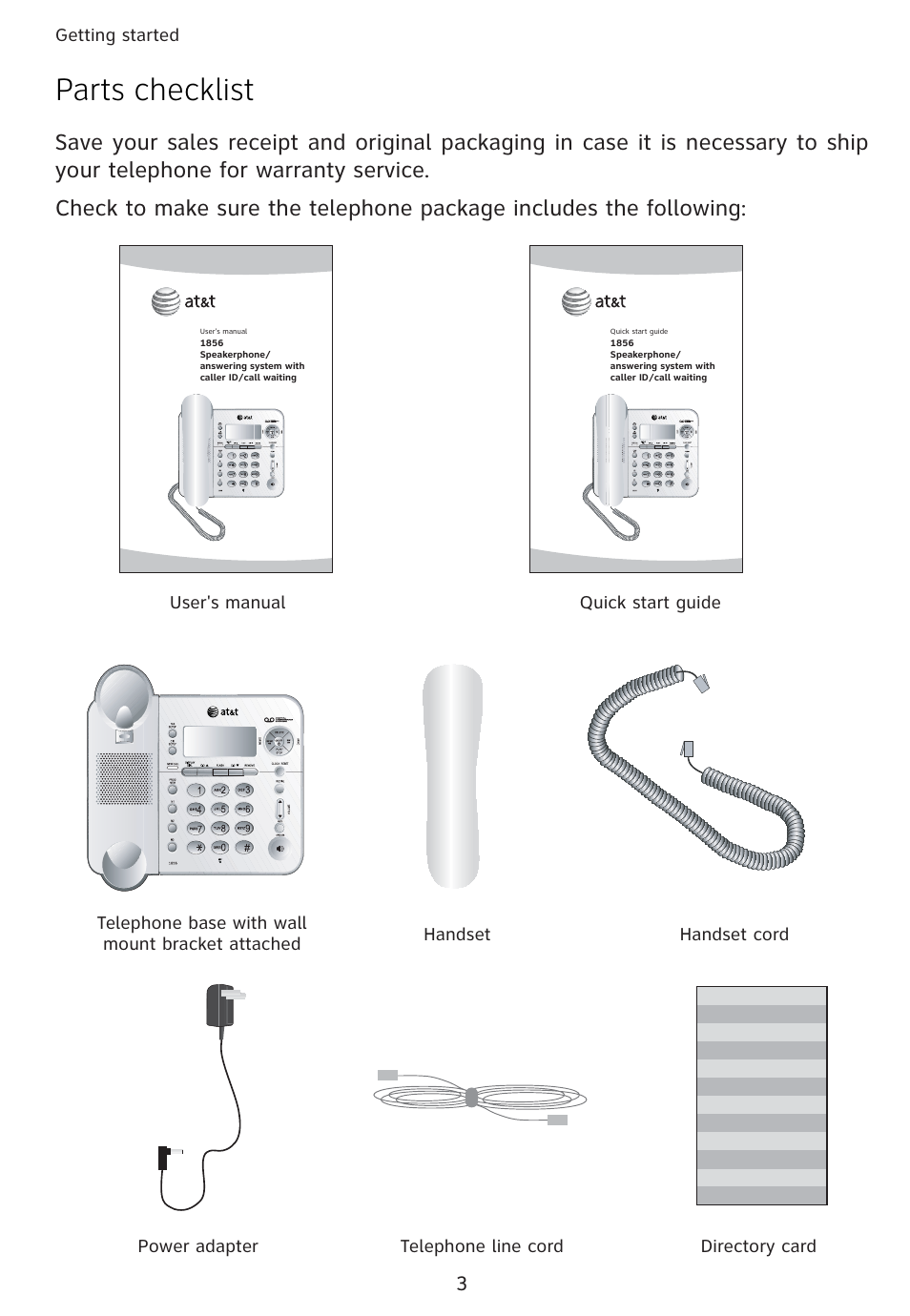 Parts checklist | Univex 1856 User Manual | Page 6 / 50