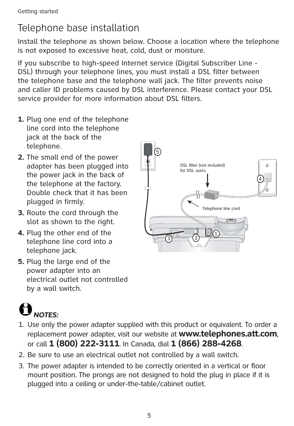 Telephone base installation | Univex 1856 User Manual | Page 8 / 50