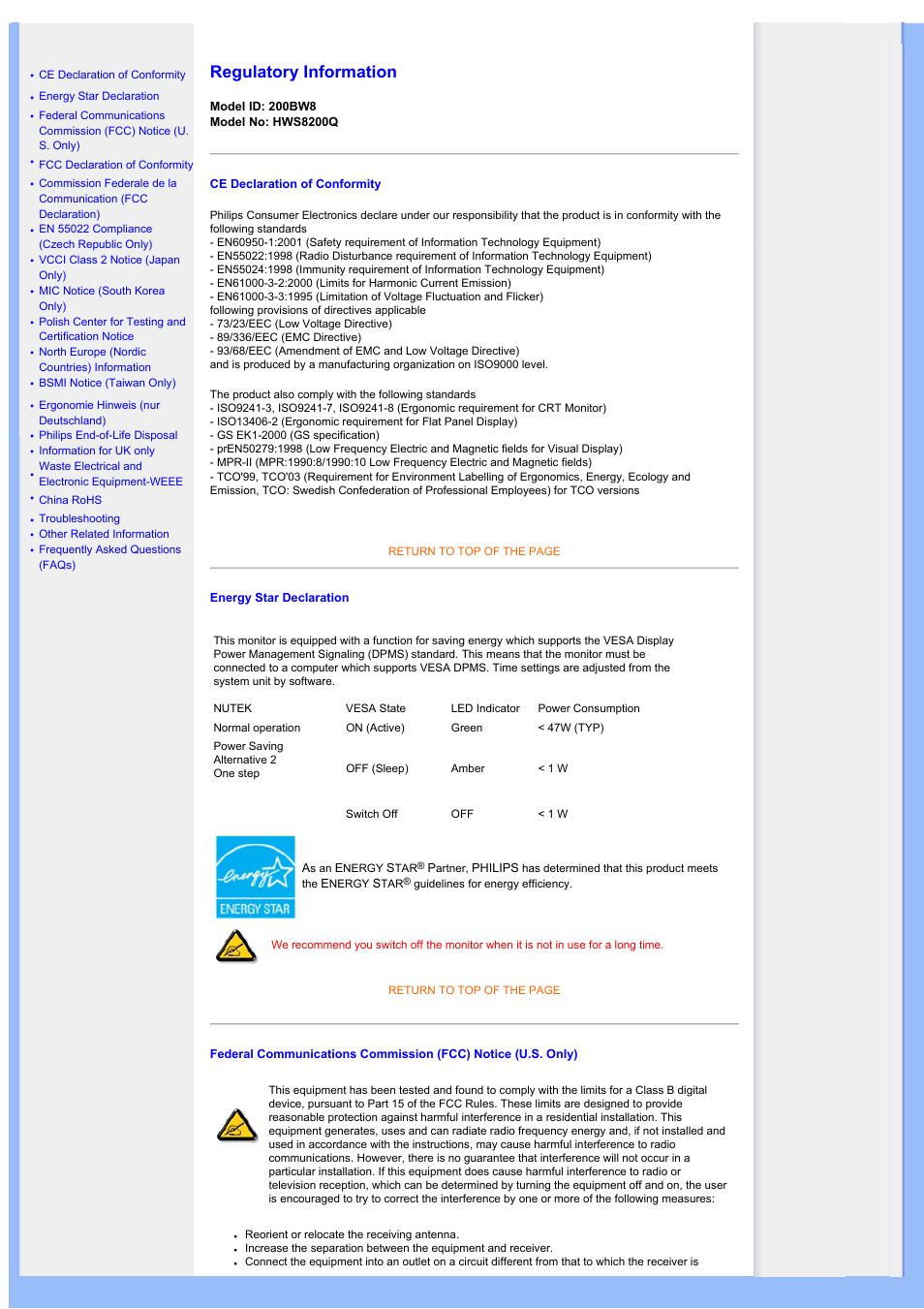 Regulatory information, 규약 정보 | Univex 200BW8 User Manual | Page 11 / 58