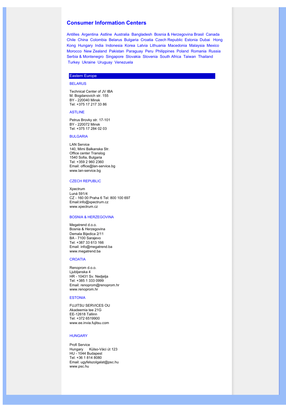Consumer information centers | Univex 200BW8 User Manual | Page 43 / 58
