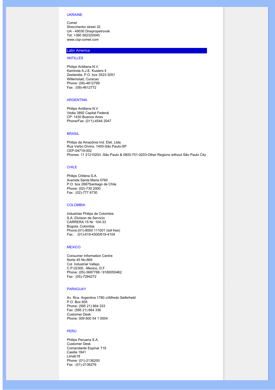 Antilles, Argentina, Brasil | Chile, Colombia, Mexico, Paraguay, Peru | Univex 200BW8 User Manual | Page 45 / 58