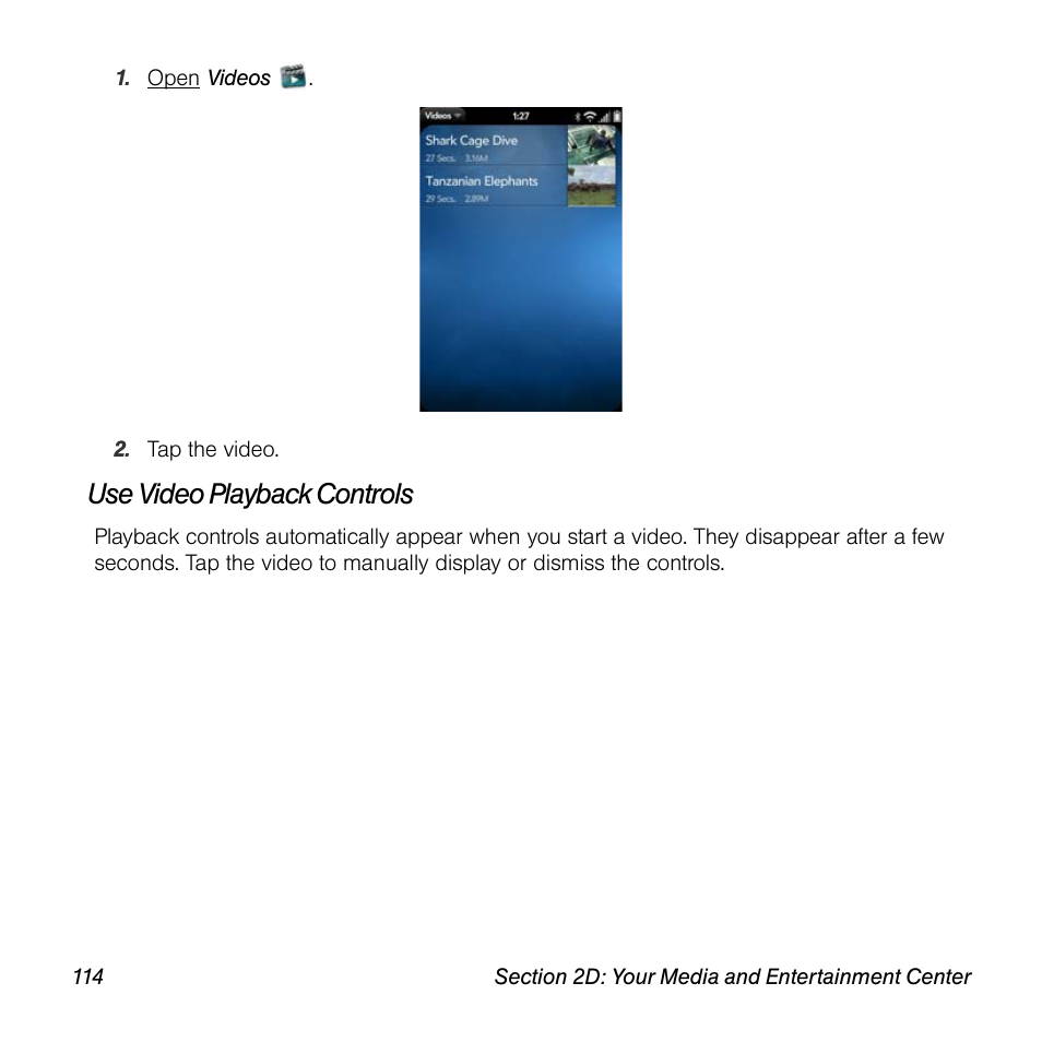 Use video playback controls | Univex Pre p100eww User Manual | Page 114 / 344