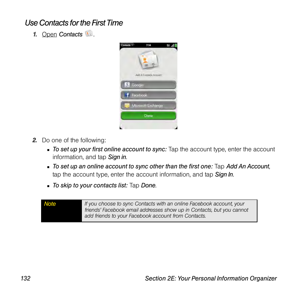 Use contacts for the first time | Univex Pre p100eww User Manual | Page 132 / 344