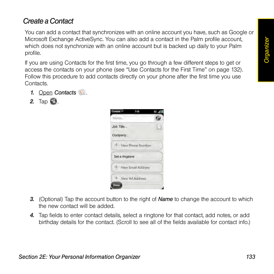 Create a contact | Univex Pre p100eww User Manual | Page 133 / 344