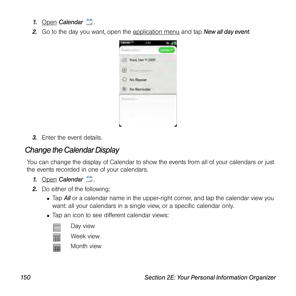 Change the calendar display | Univex Pre p100eww User Manual | Page 150 / 344
