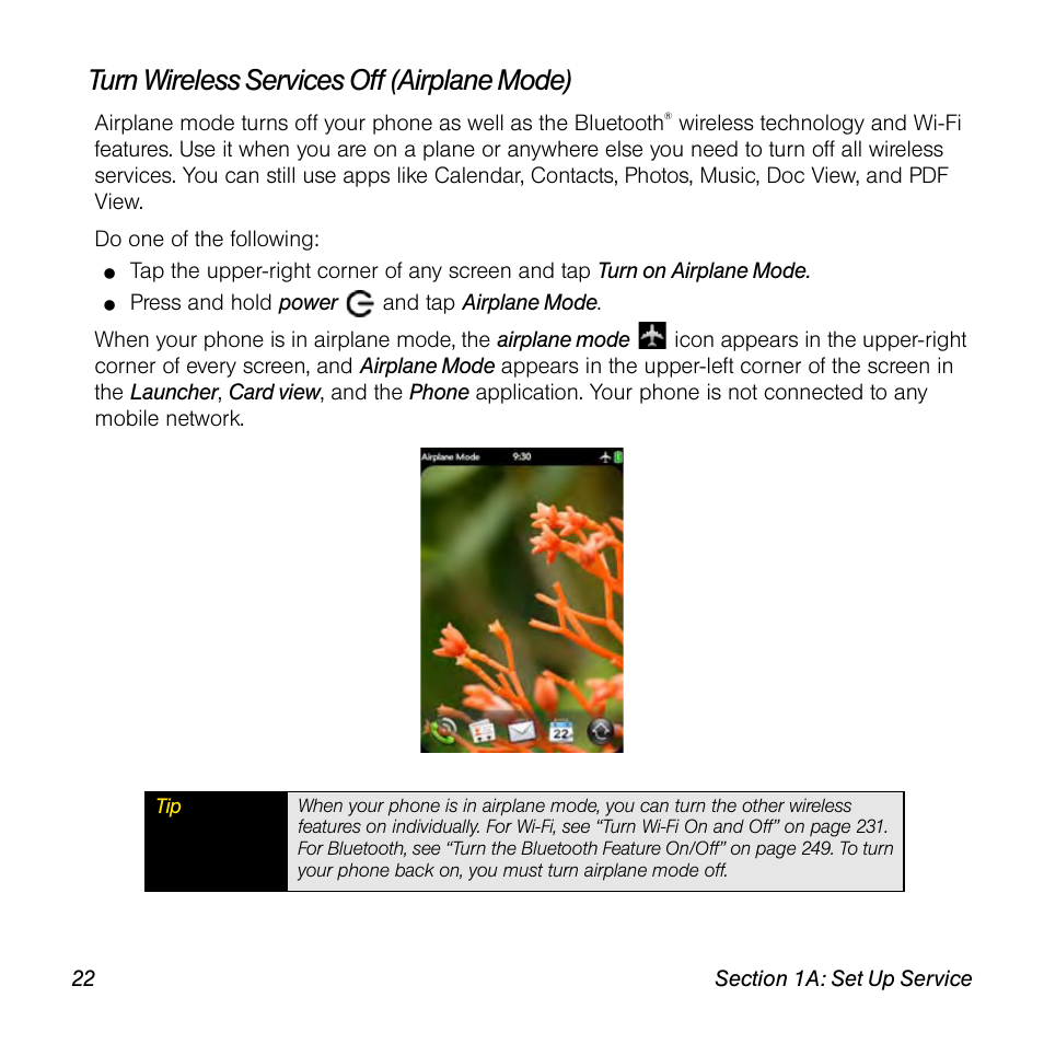 Turn wireless services off (airplane mode) | Univex Pre p100eww User Manual | Page 22 / 344