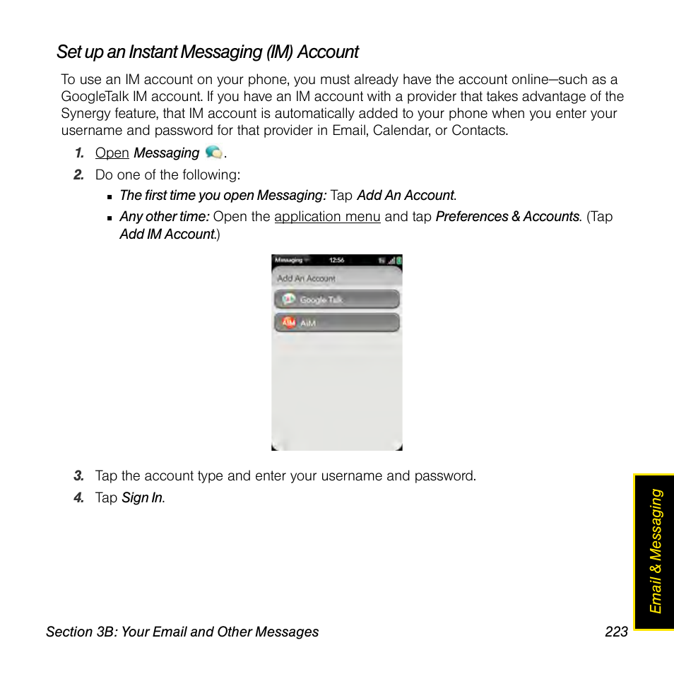 Set up an instant messaging (im) account | Univex Pre p100eww User Manual | Page 223 / 344
