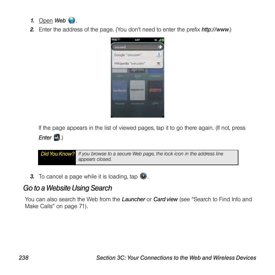 Go to a website using search | Univex Pre p100eww User Manual | Page 238 / 344