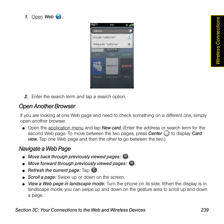 Open another browser, Navigate a web page | Univex Pre p100eww User Manual | Page 239 / 344