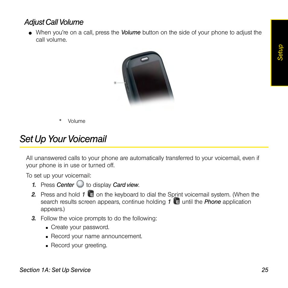 Adjust call volume, Set up your voicemail | Univex Pre p100eww User Manual | Page 25 / 344