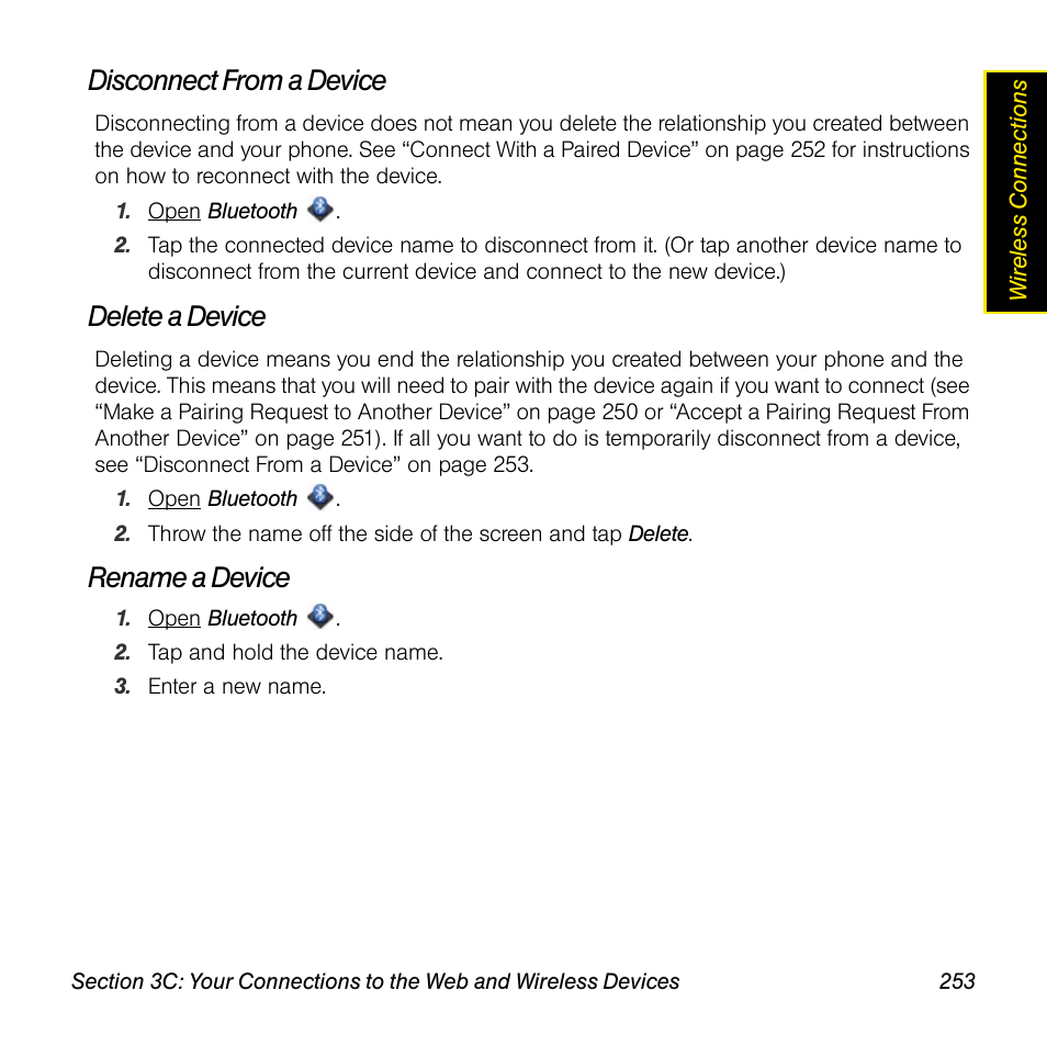 Disconnect from a device, Delete a device, Rename a device | Univex Pre p100eww User Manual | Page 253 / 344