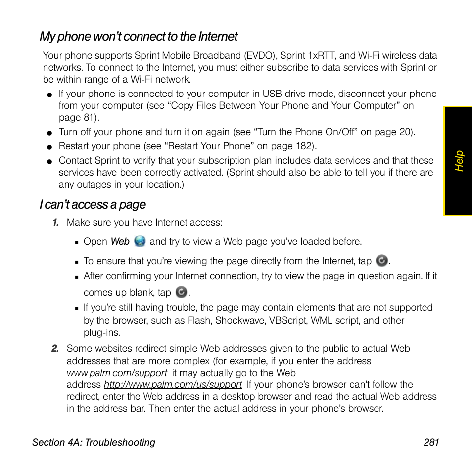 My phone won’t connect to the internet, I can’t access a page | Univex Pre p100eww User Manual | Page 281 / 344