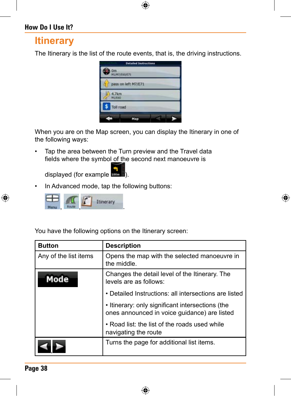 Itinerary | Univex TRAX353 User Manual | Page 38 / 132