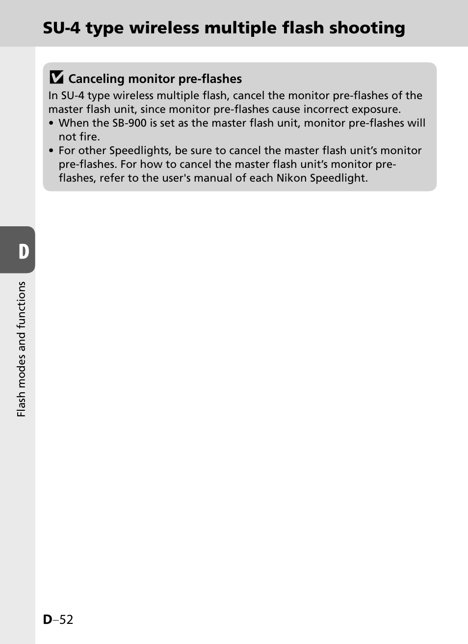 Su-4 type wireless multiple flash shooting v | Nikon SB-900 User Manual | Page 102 / 142