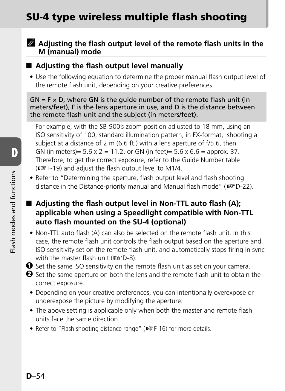 Su-4 type wireless multiple flash shooting t | Nikon SB-900 User Manual | Page 104 / 142