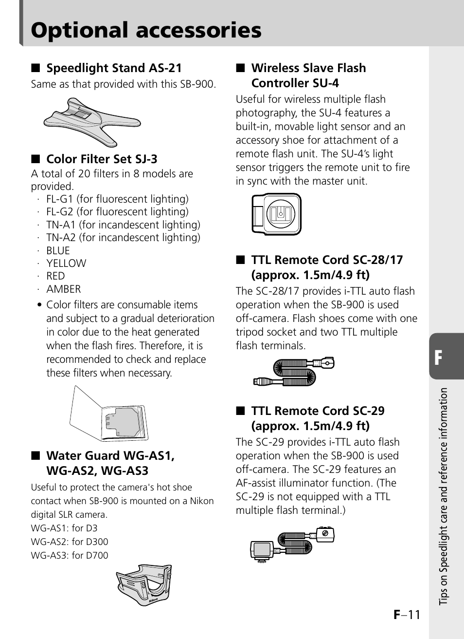 Optional accessories | Nikon SB-900 User Manual | Page 127 / 142