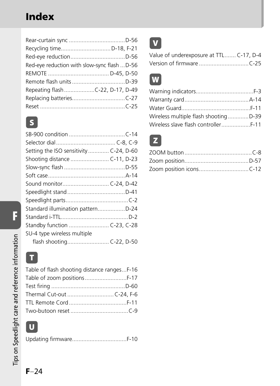 Index | Nikon SB-900 User Manual | Page 140 / 142