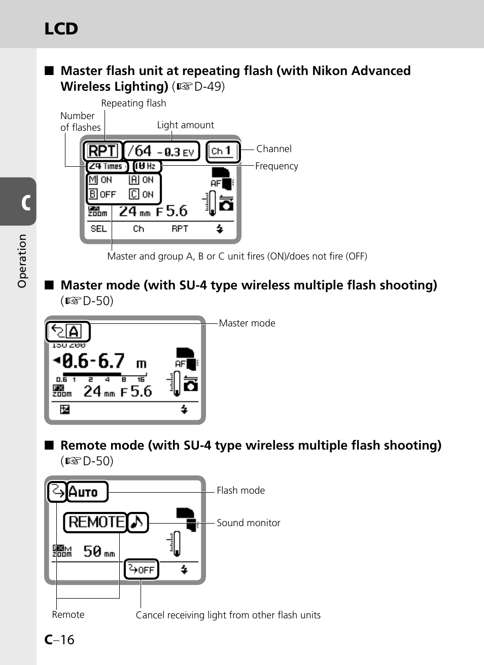 C –16 | Nikon SB-900 User Manual | Page 38 / 142