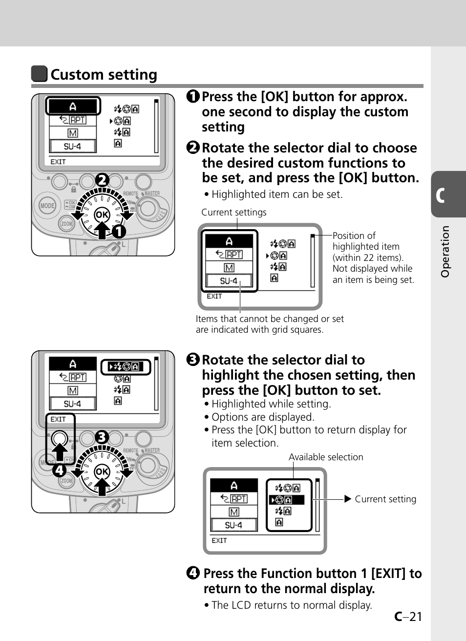 Custom setting | Nikon SB-900 User Manual | Page 43 / 142
