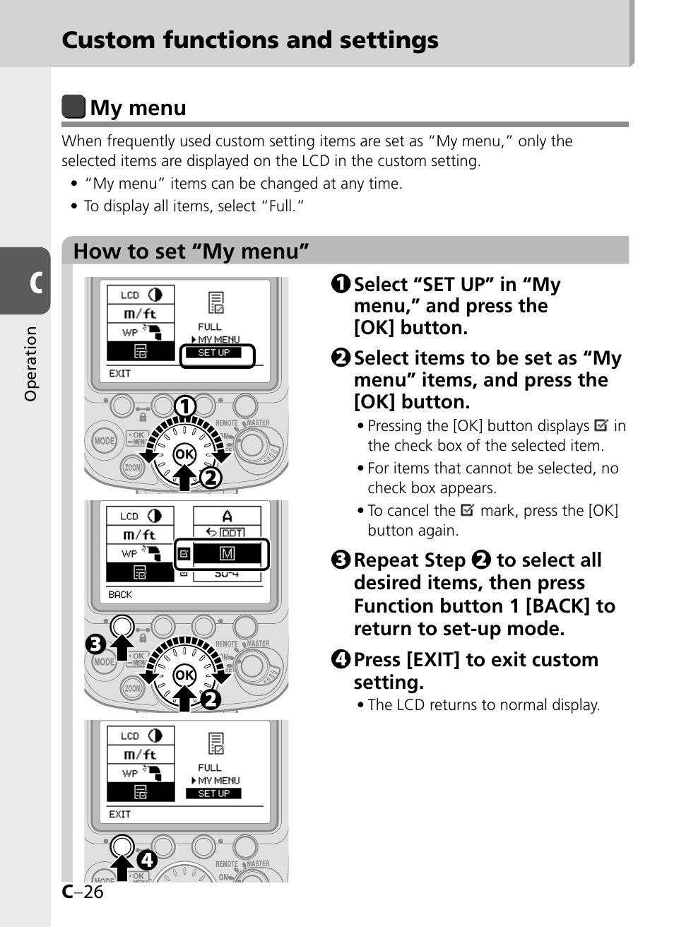 Custom functions and settings, My menu, How to set “my menu | Nikon SB-900 User Manual | Page 48 / 142