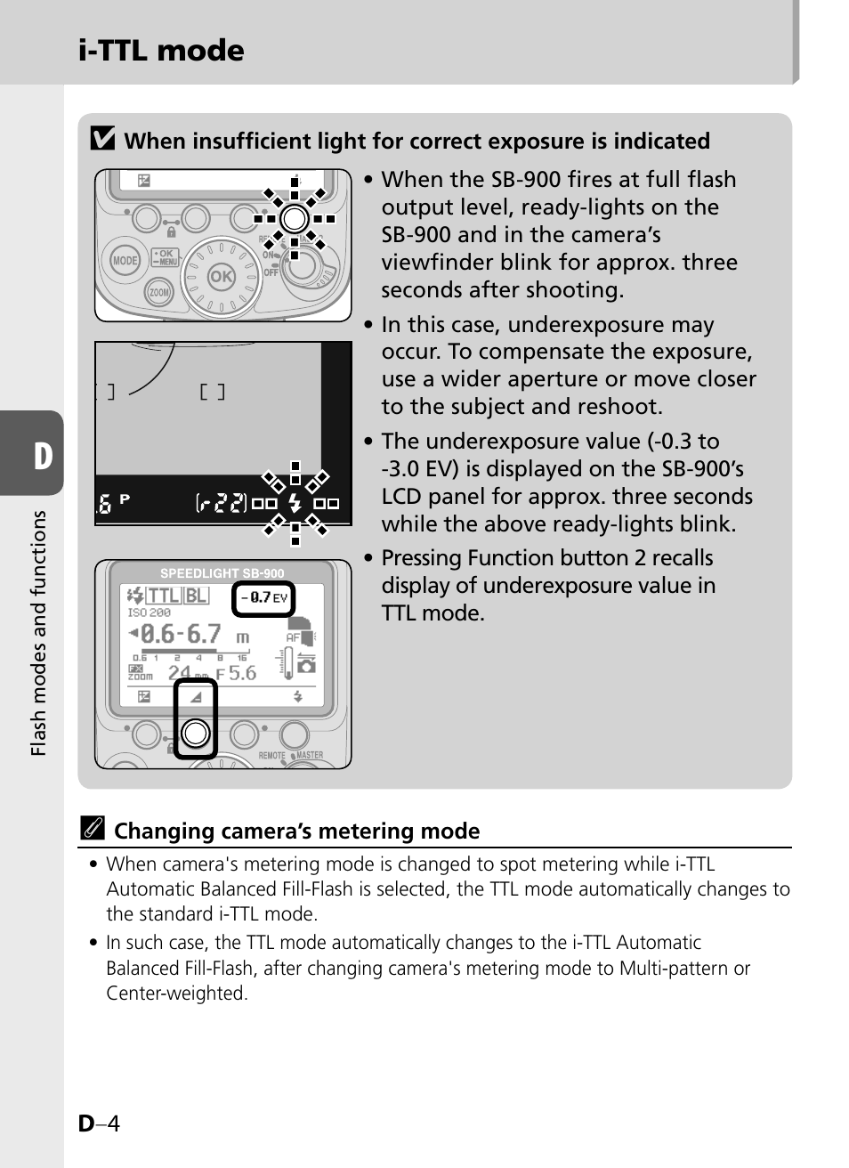 I-ttl mode v | Nikon SB-900 User Manual | Page 54 / 142