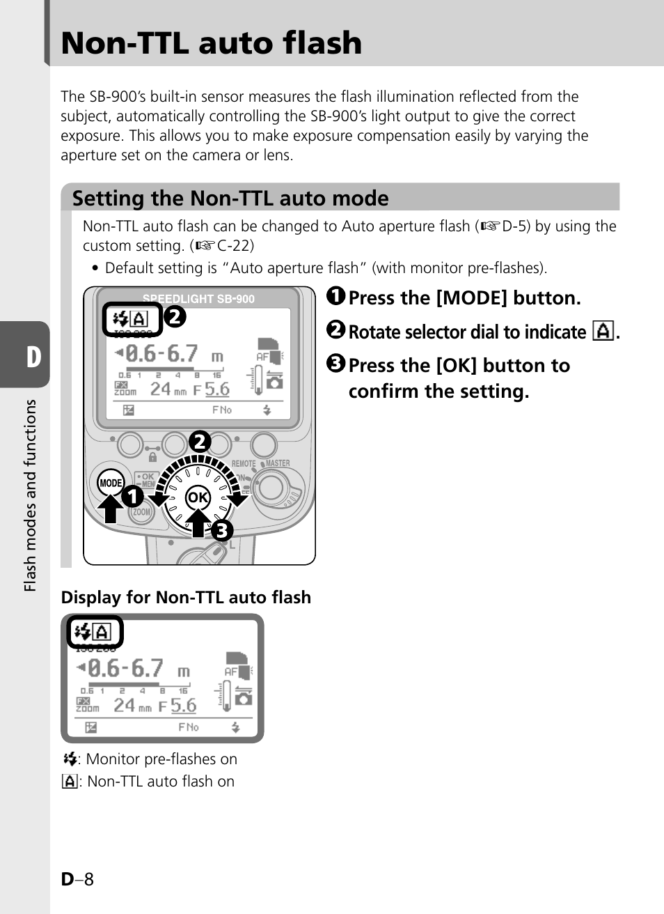 Non-ttl auto flash | Nikon SB-900 User Manual | Page 58 / 142