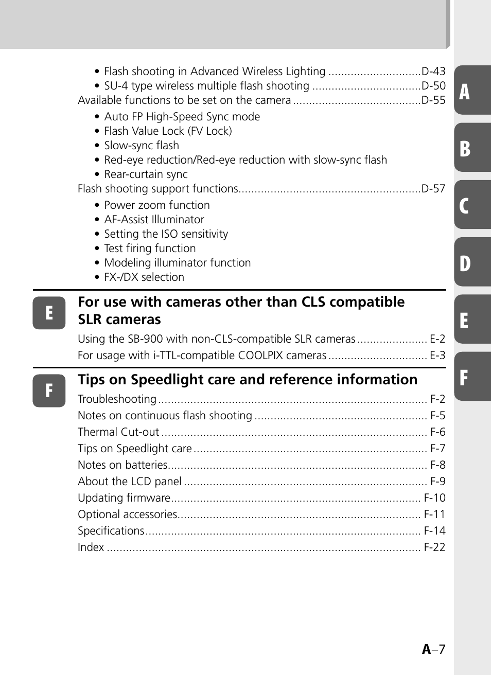Ee ff | Nikon SB-900 User Manual | Page 7 / 142