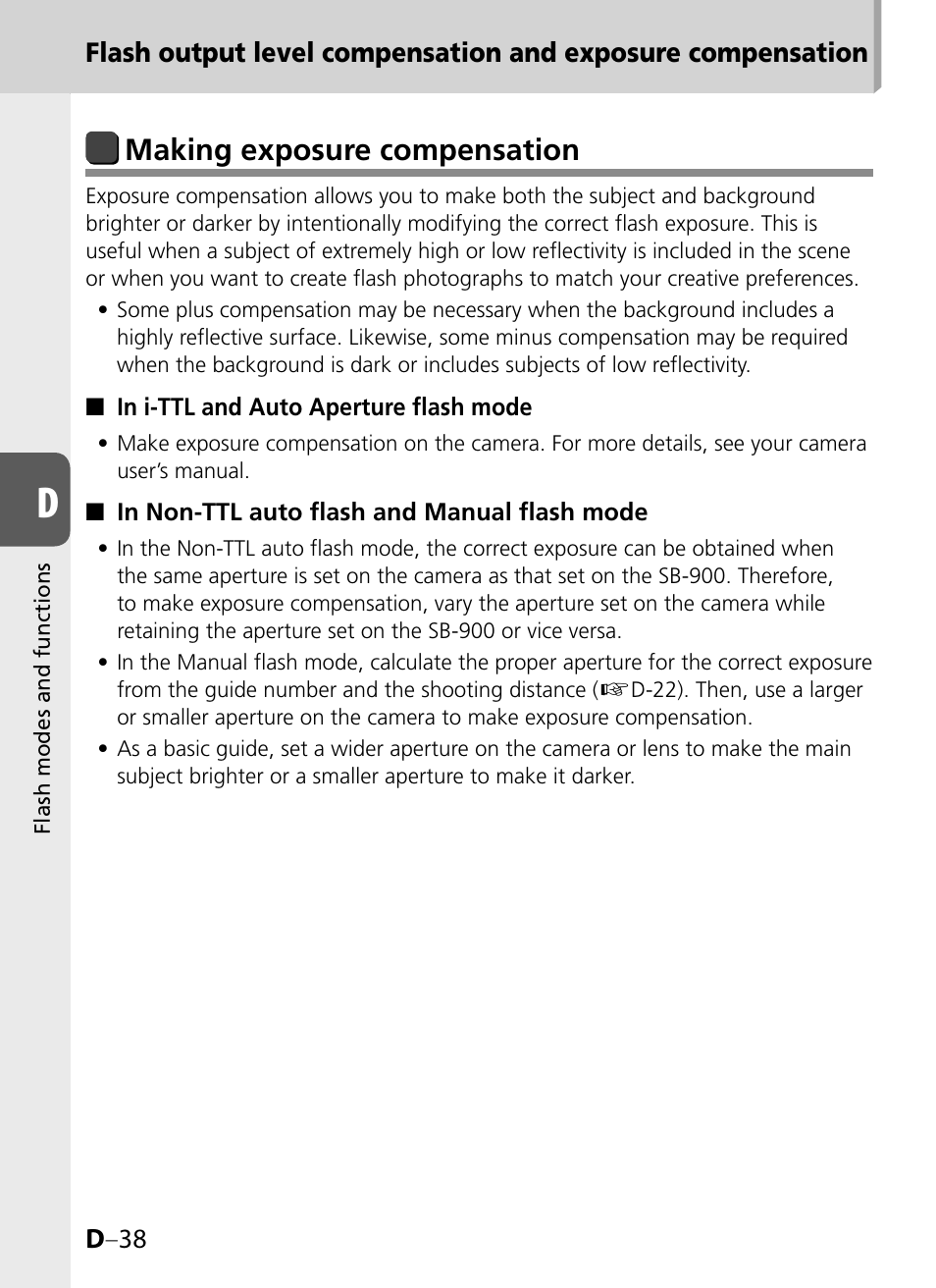 Making exposure compensation | Nikon SB-900 User Manual | Page 88 / 142