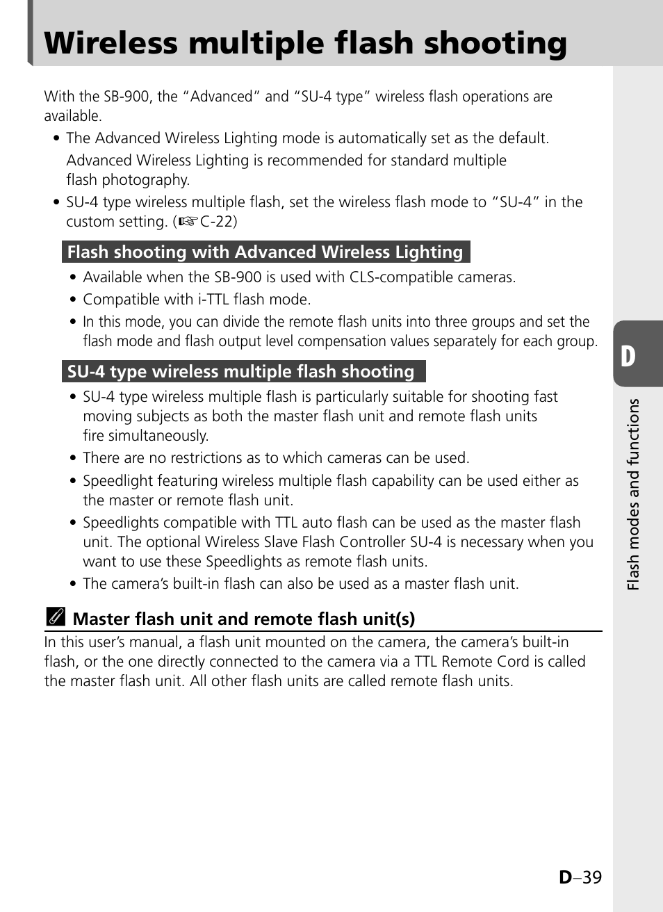 Wireless multiple flash shooting | Nikon SB-900 User Manual | Page 89 / 142