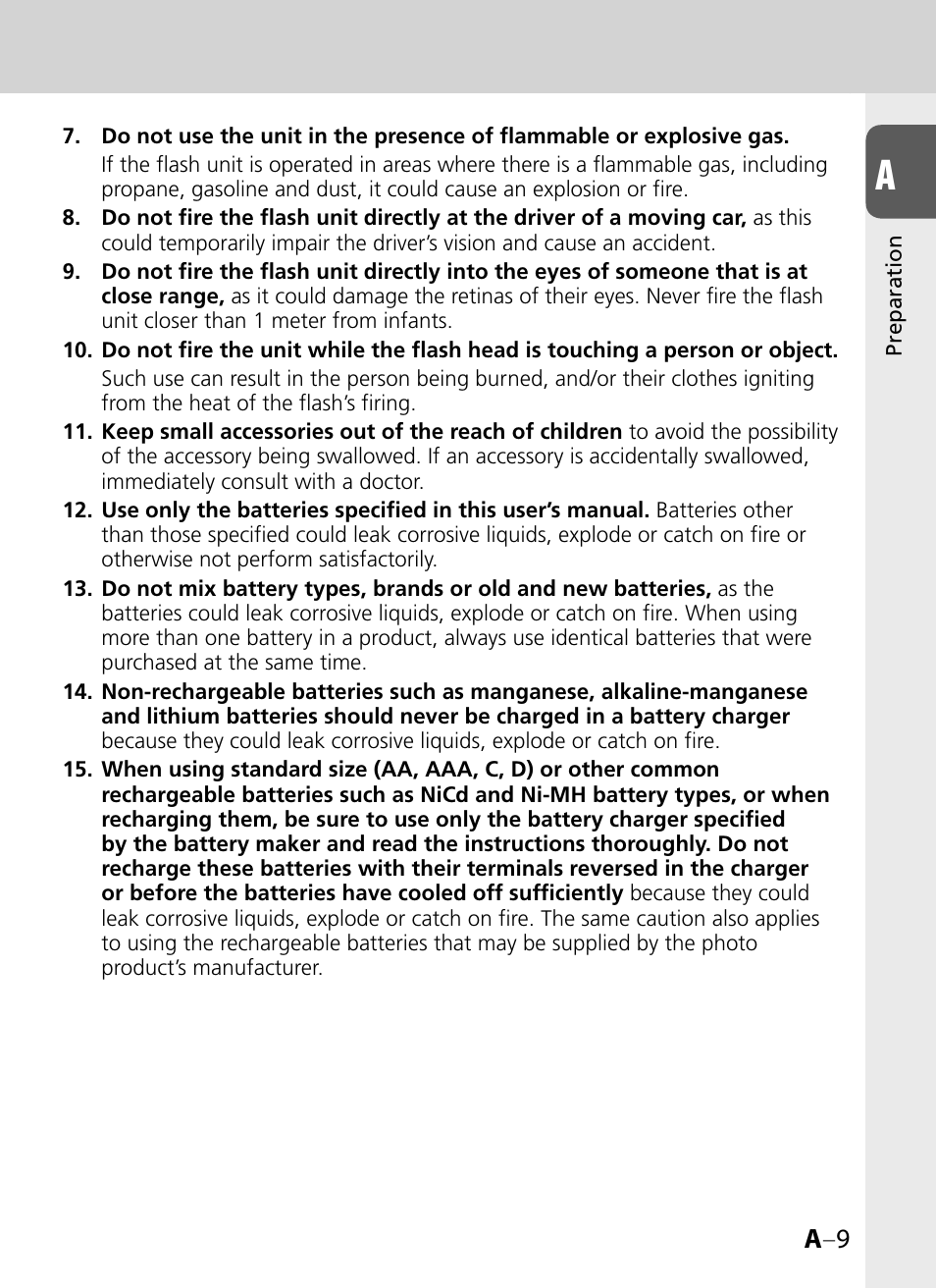 A –9 | Nikon SB-900 User Manual | Page 9 / 142