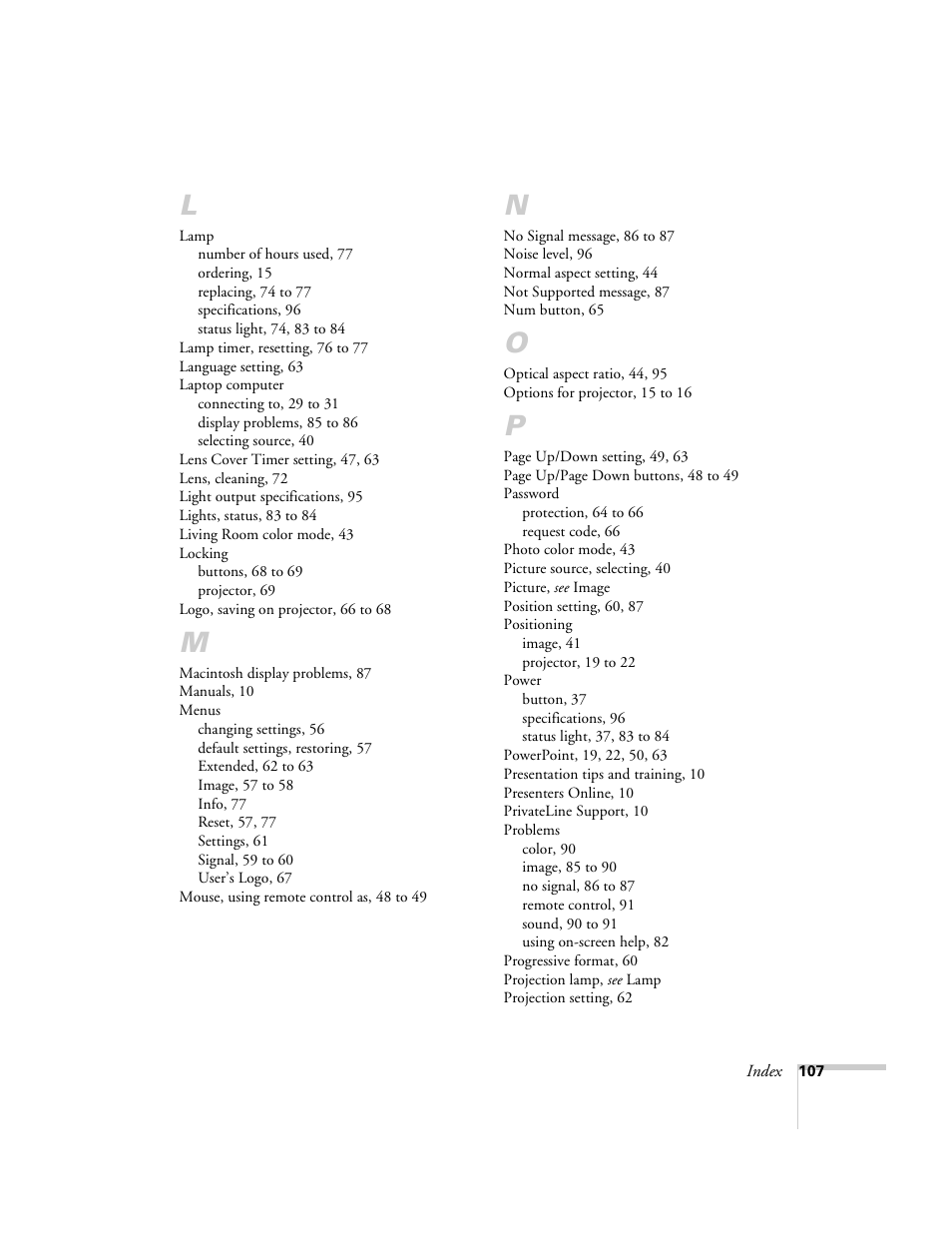 Univex PowerLite 700 User Manual | Page 107 / 110