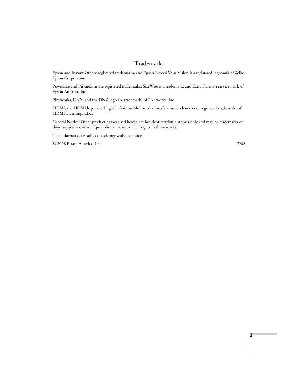 Trademarks | Univex PowerLite 700 User Manual | Page 3 / 110