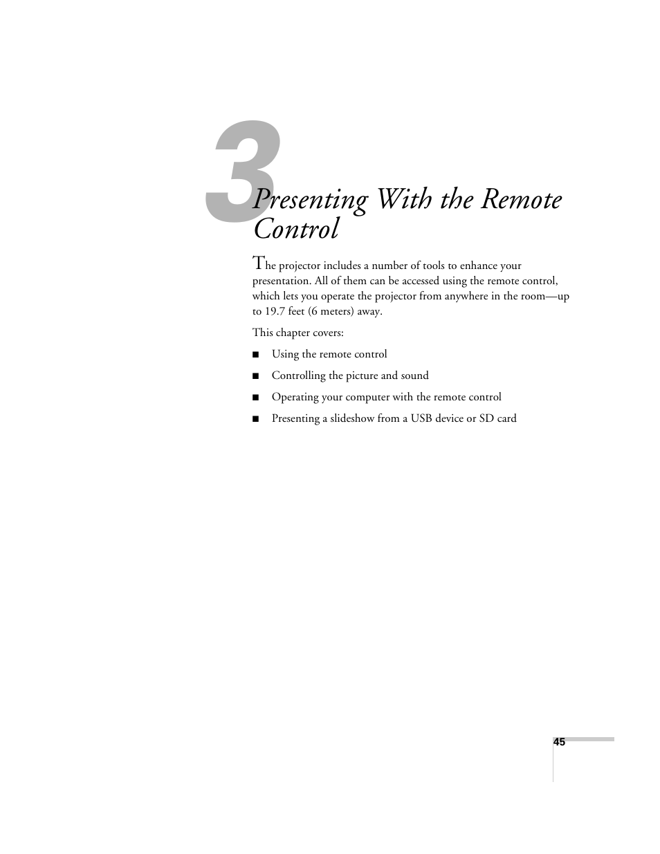 Presenting with the remote control | Univex PowerLite 700 User Manual | Page 45 / 110