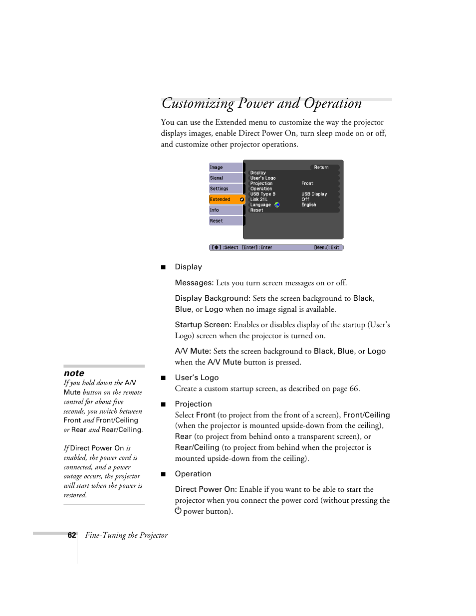 Customizing power and operation | Univex PowerLite 700 User Manual | Page 62 / 110