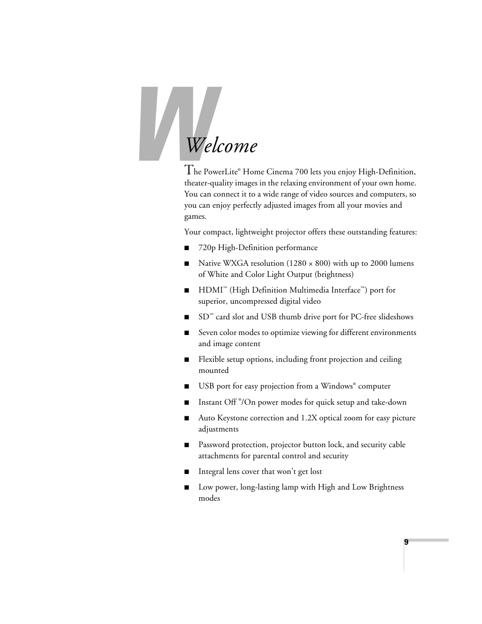 Welcome | Univex PowerLite 700 User Manual | Page 9 / 110