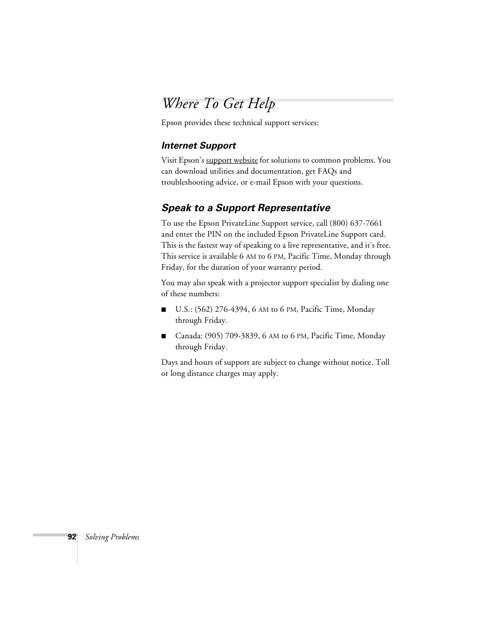 Where to get help, Speak to a support representative, Contacting technical support | Univex PowerLite 700 User Manual | Page 92 / 110