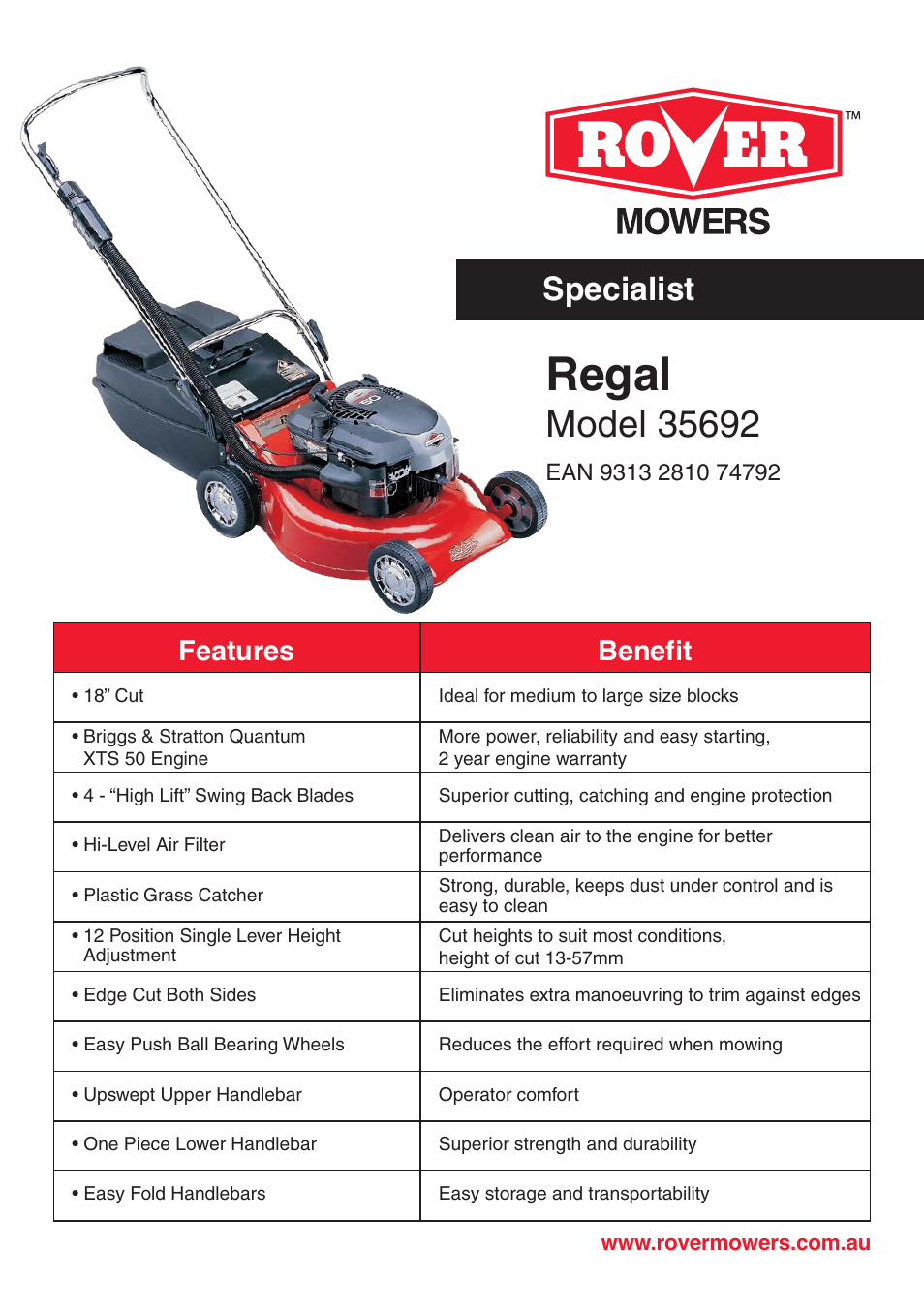 Univex Regal 35692 User Manual | 1 page