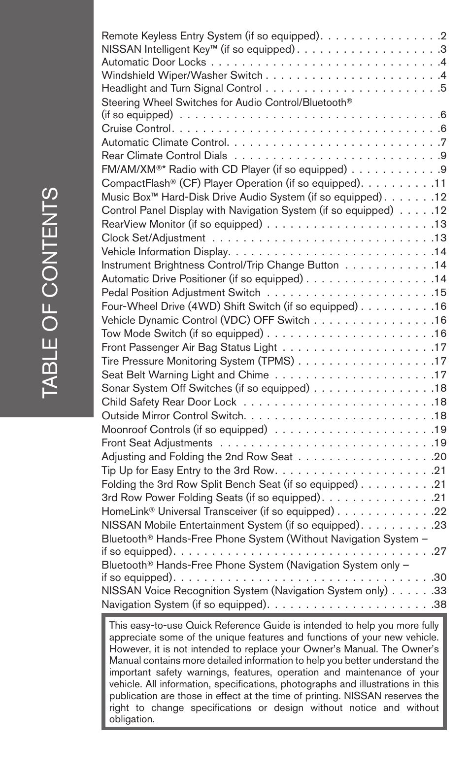 Univex 2010 Armada User Manual | Page 3 / 52
