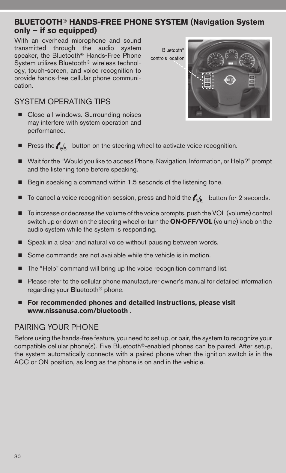 System operating tips, Pairing your phone | Univex 2010 Armada User Manual | Page 32 / 52