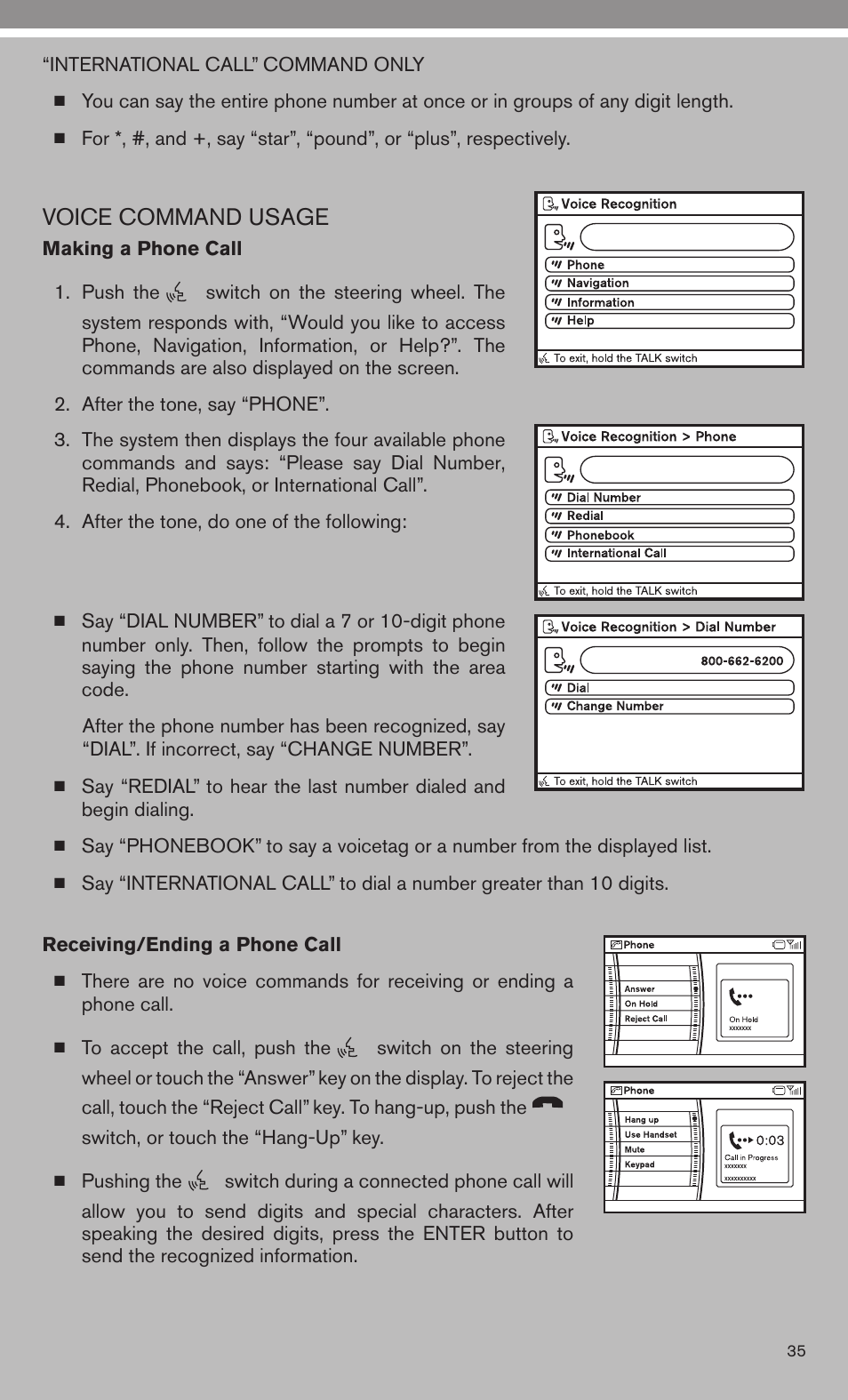 Voice command usage | Univex 2010 Armada User Manual | Page 37 / 52